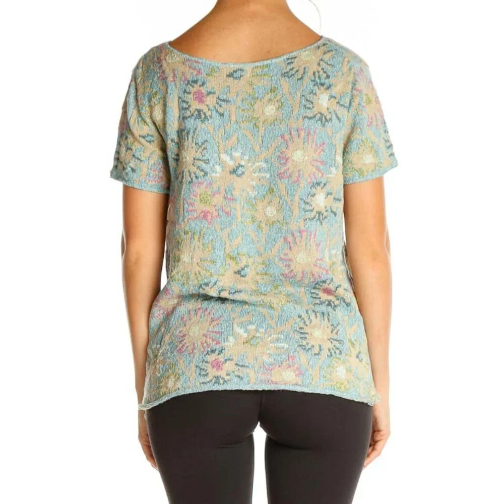 Sigrid Olsen Beige Floral Print All Day Wear Blouse - Picture 3 of 3